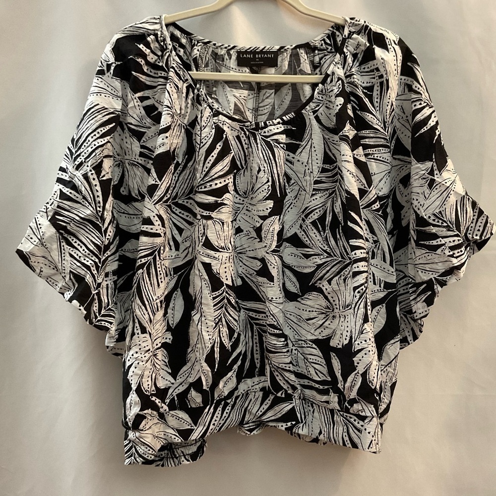 Lane Bryant Crop Top Blouse Black/White 26